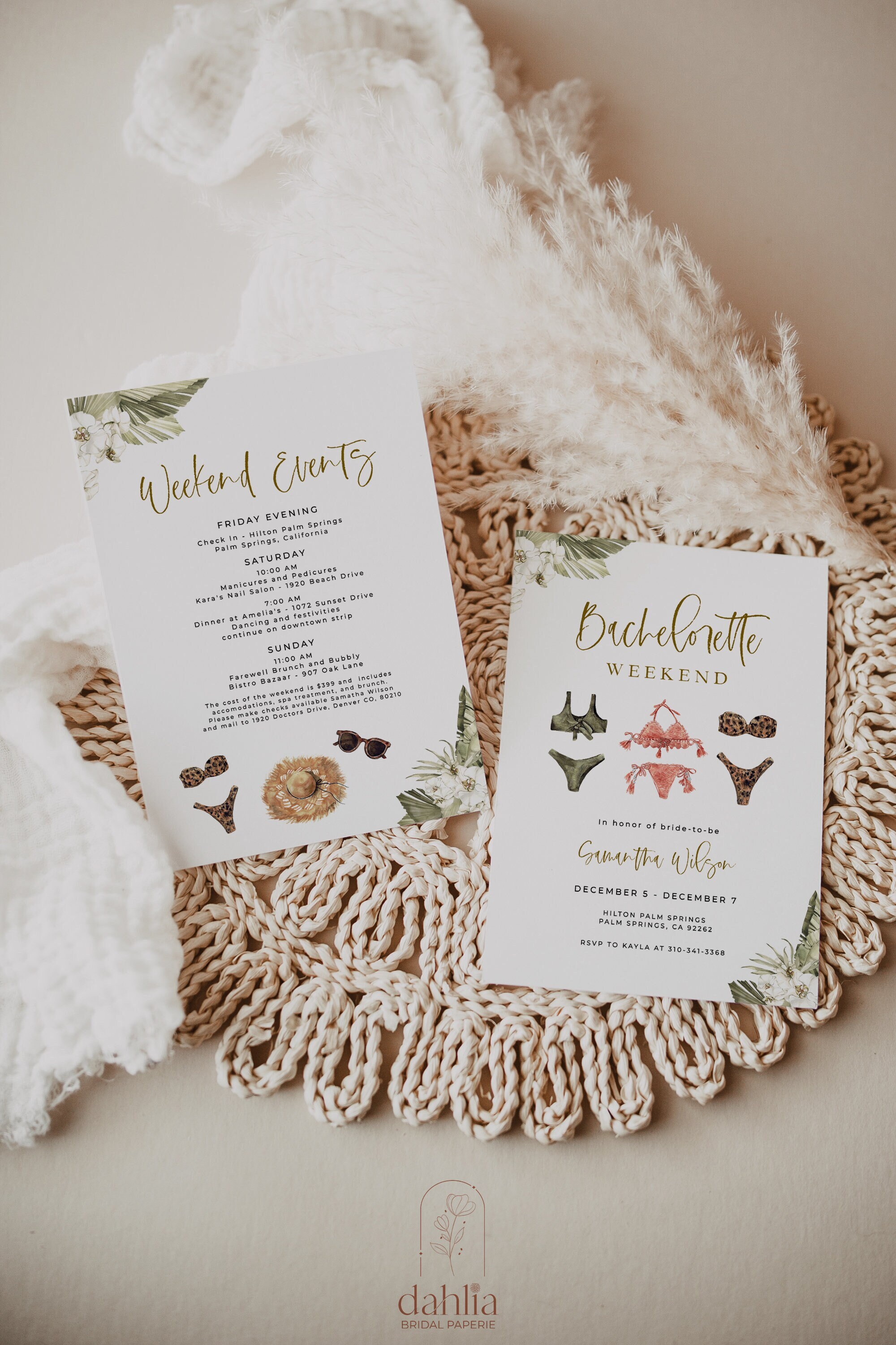 Tropical Bachelorette Party Invitation Tropical Bachelorette Itinerary Beach Bachelorette Party Palm Springs Bachelorette