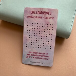 Dots and Boxes - Savings Challenge Tracker For Cash Stuffing - Fits A6 Size zipped envelope