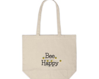 Bee Happy Canvas Shopping Tote