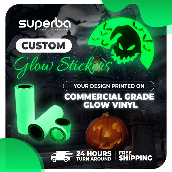 Custom Glow in the Dark Stickers | Glow in the Dark Vinyl | Glow in the Dark Decals | Glow Stickers | Glow Decals | Custom Glow Art | POD