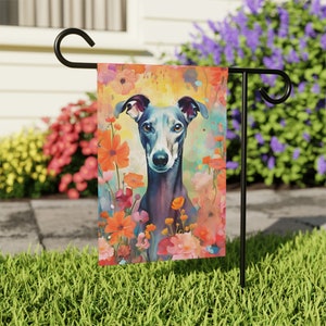 Whippet Dog Garden Flag,  Whippet Mom,  Whippet Gifts Decor Art, New Dog Owner Gifts