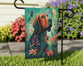 Drapeau de jardin de chien de Bloodhound pour les amoureux de Bloodhound, cadeau de décor de Bloodhound d'art de cour