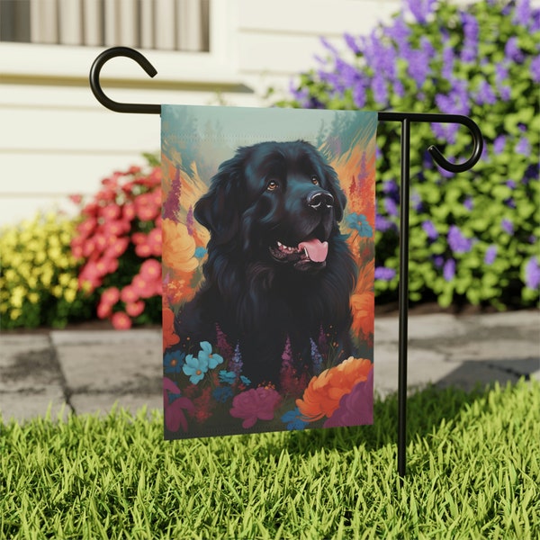 Newfoundland Dog Garden Flag for Newfoundland Lovers, Yard Art Newfie Dog Gifts, Custom Personalized Dog Gifts