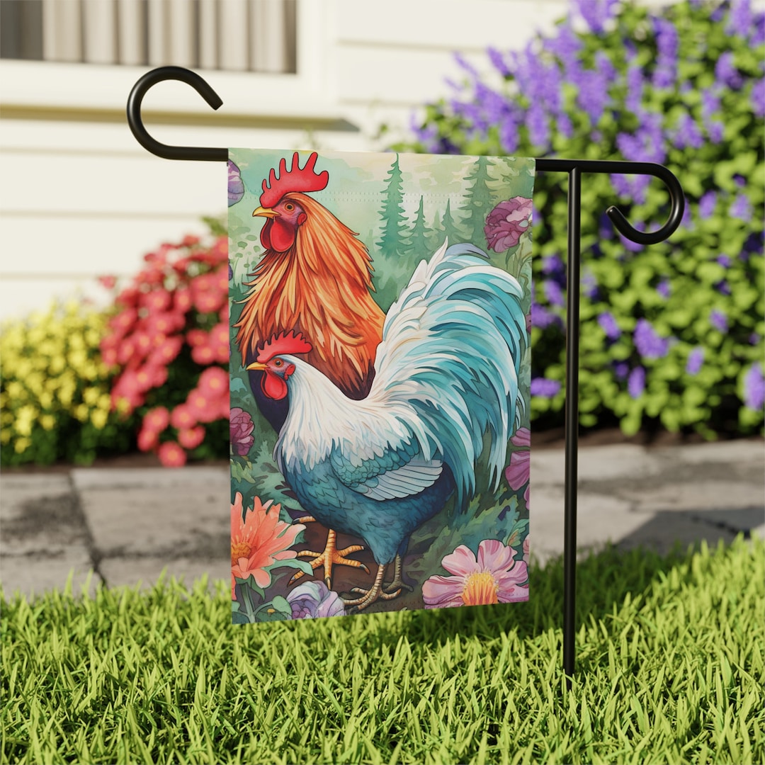Chicken Garden Flag for Rooster Lovers, Yard Art Chicken Decor Gifts