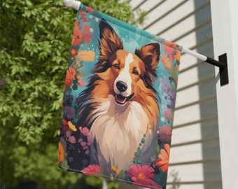 Sheltie Dog House Flag for Shetland Sheepdog Dog Lovers, Yard Flag Shetland Sheepdog Gifts , Sheltie Owner Gifts DOUBLE SIDED