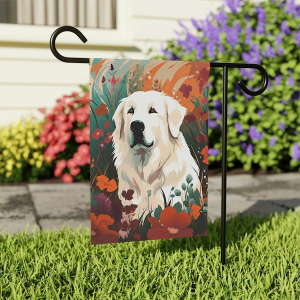 Great Pyrenees Garden Flag for Great Pyrenees Lovers, Yard Art Great Pyrenees Decor Gift