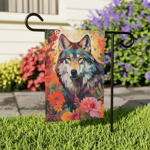 Wolf Garden Flag for Timber Wolf Lovers, Yard Art Wolf Decor Gifts