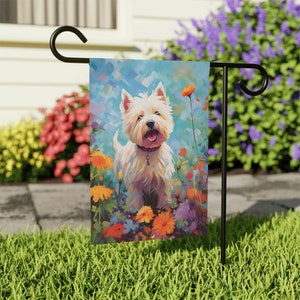 Westie Garden Flag for West Highland Terrier Dog Lovers, Yard Art Westie Decor Gifts