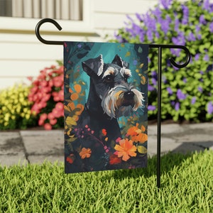 Miniature Schnauzer Garden Flag for Mini Schnauzer Dog Lovers, Yard Art Schnauzer Decor