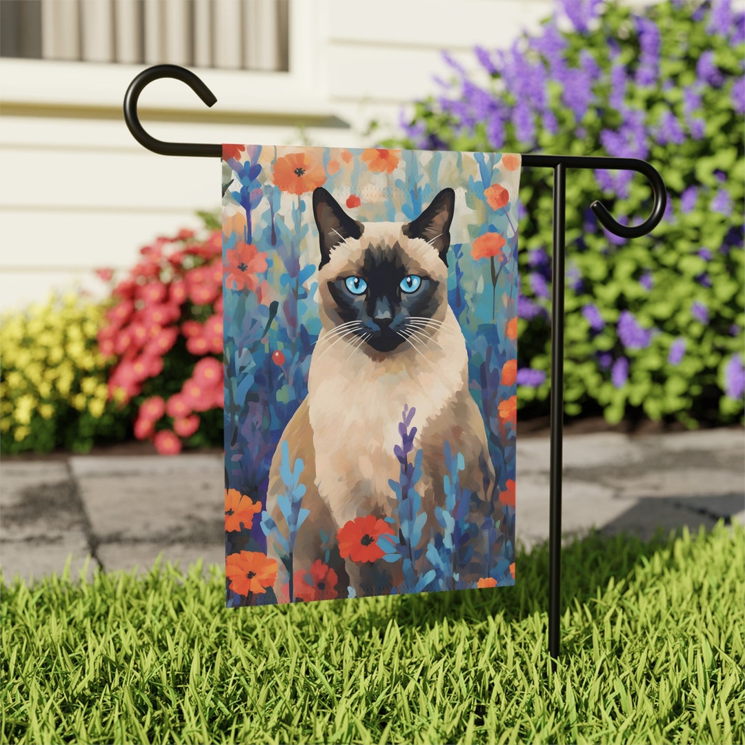 Siamese Cat Garden Flag for Siamese Cat Lovers, Yard Art Siamese Cat