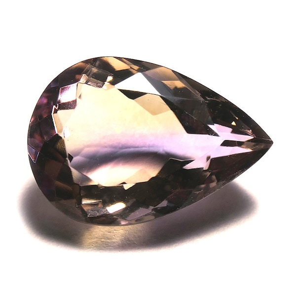 BELLE AMETRINE 5,55 carats NATURELLE forme poire - pierre gemme bicolore taillée pour la bijouterie, collection, création, étude gemmologie