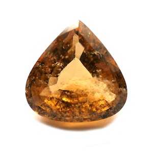 LARGE GARNET HESSONITE 9.86 carats pear cut - natural gemstone for jewelry, collection, creation, gemology ...