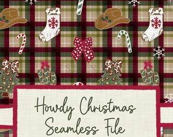 Cowboy Christmas Seamless Pattern | Digital Download