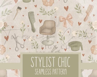 Hairstylist Pattern | Seamless Beauty Design Digital Download