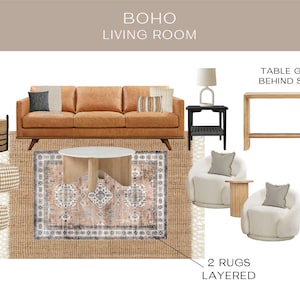 Boho Living Room Mood Board | Interior Design Services | E-design Services | Downloadable File ...