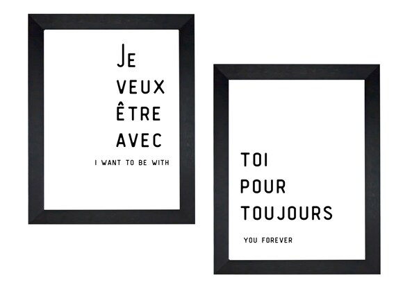 French Sayings About Love Love Quote Printables Romantic Wall Art French Sayings | Etsy