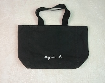 Agnes B black canvas tote bag