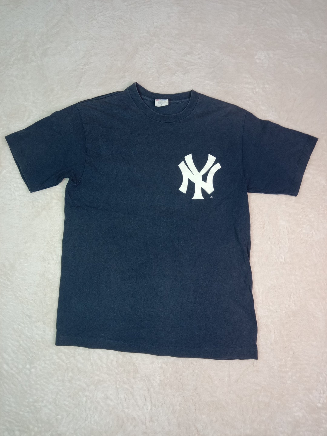 応援グッズ Majestic - Majestic vintage Yankees baseball shirt NEW YORK YANKEES JERSEY BASEBALL MAJESTIC BLUE SHIRT MENS