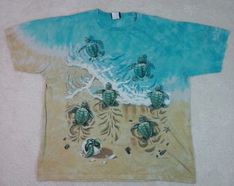 Vintage 1996 Liquid Blue Sea Turtle South Padre Islans Texas t shirt