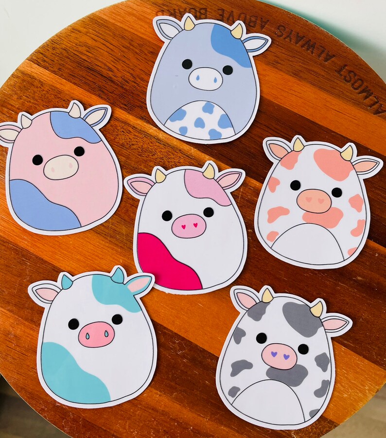 UPDATED! Cow Squishmallow Inspired | Water resistant vinyl sticker | Aesthetic sticker | Cute sticker | Ronnie Connor Cow | Strawberry Cow 