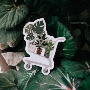 Plant Shopping Cart Sticker | Water resistant vinyl sticker | Aesthetic sticker | Cute sticker | Laptop sticker