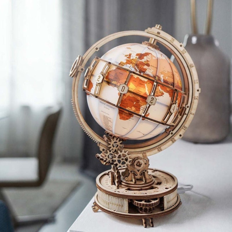 Verandering Speels Ontwaken Lichtgevende Globe Roterende Puzzel 3D Interactief Model Hout - Etsy  Nederland