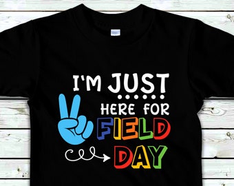 Solo estoy aquí para el día de campo Svg / Día del juego escolar SVG / Último día de clases Svg / Archivo de corte de silueta / SVG, DXF, PNG, EPS
