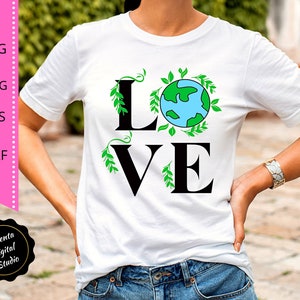 Ama la Terra / Earth Day Svg, SVG ecologico, Silhouette Cut File / Salva la Terra svg, dxf, png, eps