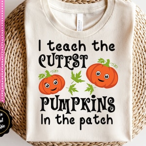 Le zucche più carine per insegnanti SVG: divertente design autunnale di Halloween (download digitale)