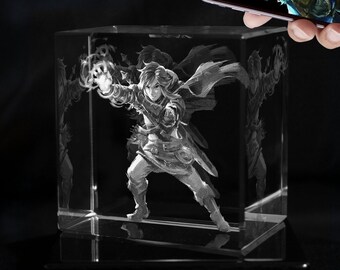 The Legend of Zelda 3D Crystal, Gamer Gift, Tears of the Kingdom, Zelda Gifts, RGB Desk Decor, Engraved Picture, GeekCrystals, BotW, TotK