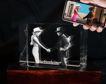 Barbie Oppenheimer, 3D Photo Crystal, Movie Lover, Room Decor, Gift for Her, Engraved Picture, GeekCrystals, Barbie World, Meme, Funny Gifts