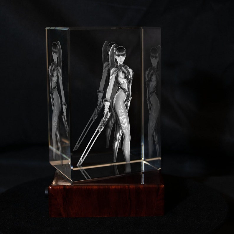 Eve 07 3D Photo Crystal, Custom Gamer Gift, Stellar Blade, RGB Game Room Decor, Gift for Friends, Laser Engraved, Waifu, GeekCrystals image 1