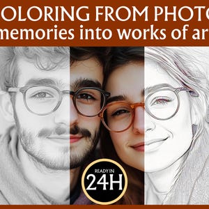 Página para colorir personalizada com sua foto – Tons de cinza ou arte de linha – Impressão personalizada – A4/Carta EUA – Entrega digital rápida