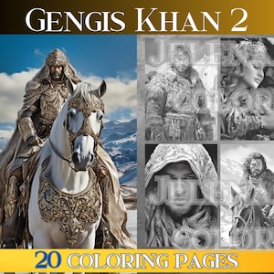 in the footsteps of Genghis Khan 2, 20 grayscale coloring book adult. Grayscale coloring page. download PDF printable adult coloring book.
