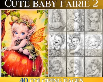 Baby Fairy Coloring Pages: 40 Grayscale Illustrations (PDF Download)