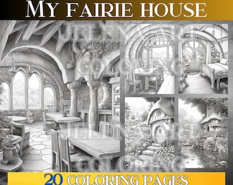 Enchanting Fairie House Coloring Book: 20 Grayscale Pages (PDF Download)