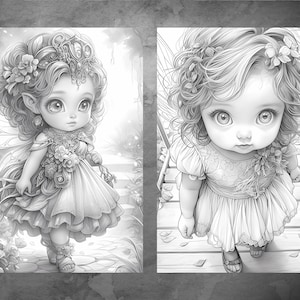 Fairy Coloring Page Princess. Grayscale Printable Fantasy Coloring Book ...