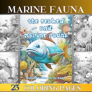 Underwater Wonders, Grayscale Coloring Book adults. Whimsical World of Marine life. Ocean coloring book. Instant PDF Download
