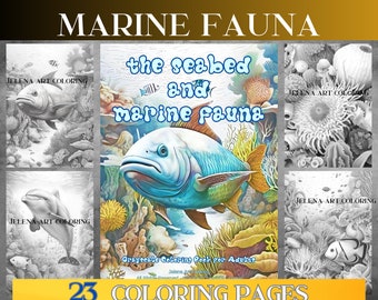 Grayscale Marine Life Coloring Book: 23 Underwater Designs (PDF Download)