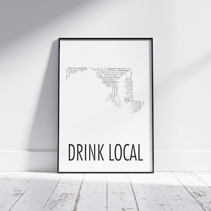Maryland Drink Local, Beer Poster Print, Digital Download