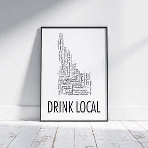 Idaho Drink Local, Beer Poster Print, Digital Download
