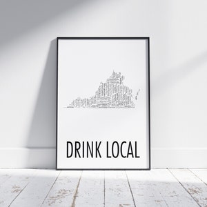 Virginia Drink Local, Beer Poster Print, Digital Download