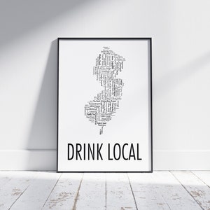 New Jersey Drink Local, Beer Poster Print, Digital Download