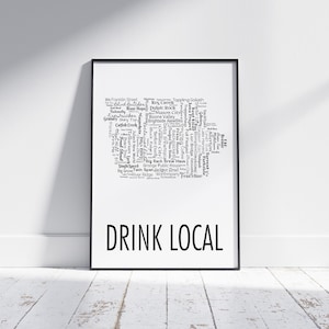 Iowa Drink Local, Beer Poster Print, Digital Download