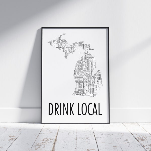 Michigan Drink Local, Beer Poster Print, Digital Download