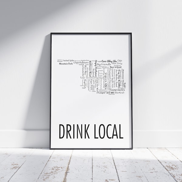 Oklahoma Drink Local, Beer Poster Print, Digital Download