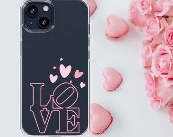 Love Clear Phone Case, Unique Pink Phone Case for Iphone, IPhone Heart Case