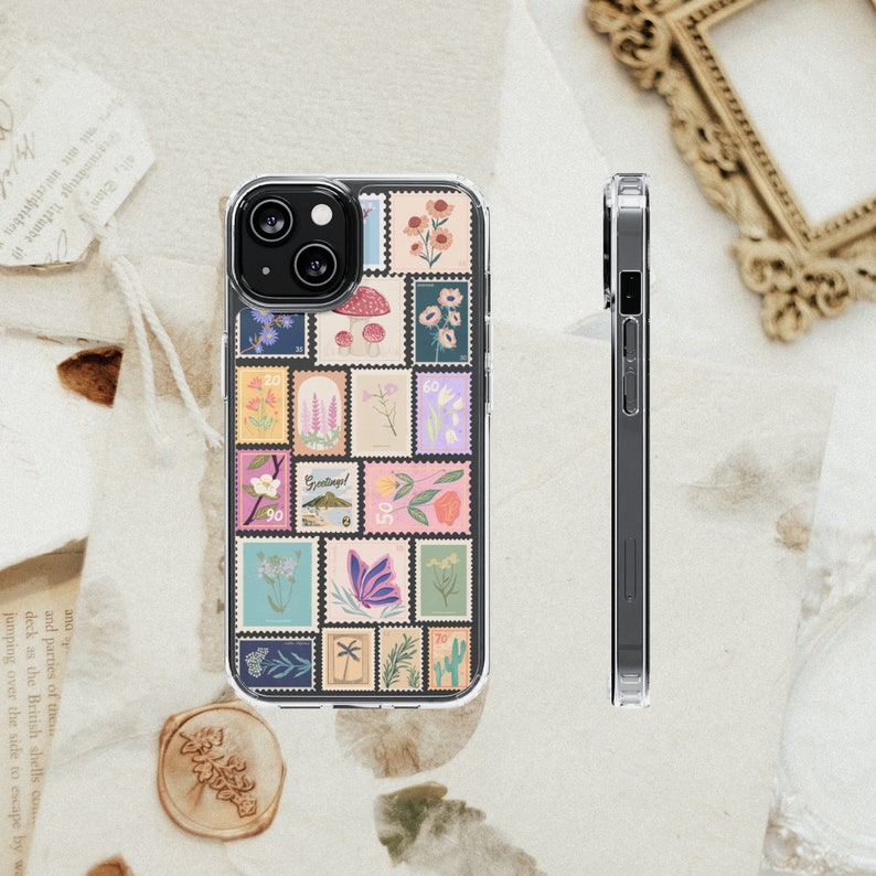 Stamps Clear Phone Case, Unique Vintage Phone Case for iPhone Etsy