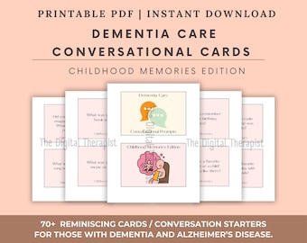 Dementia Care 70+ Conversational Cards | Reminiscing Activity for Dementia, Alzheimer's, memory loss, | Nursing Home, ALF, Memory Care