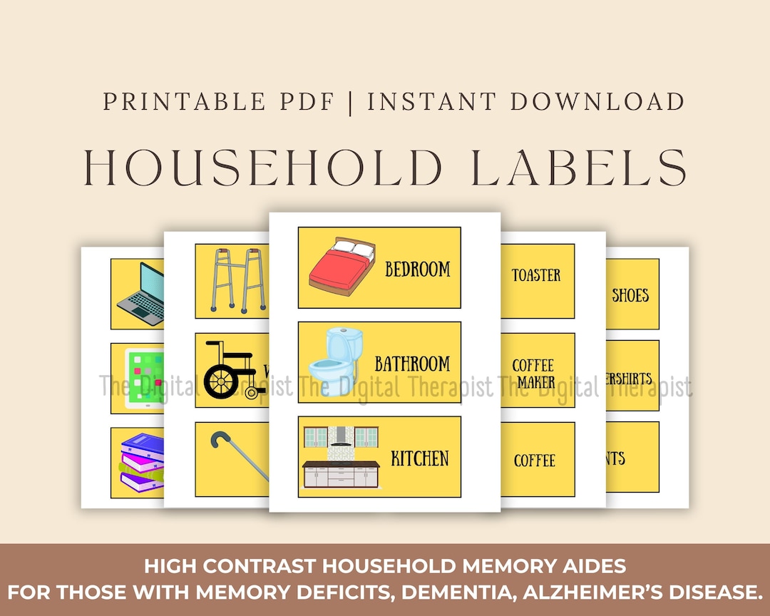 Dementia Care 80 High Contrast Household Labels for Caregivers